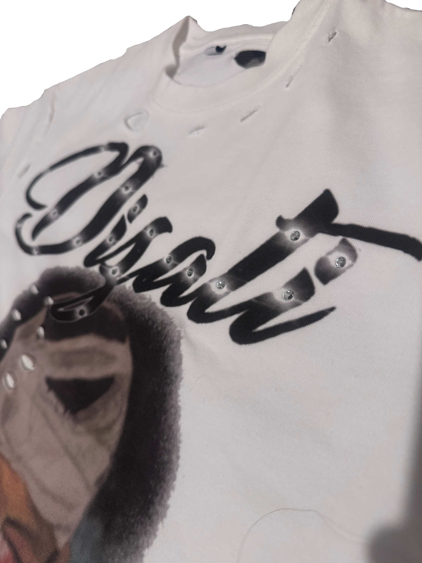 DTD DISTRESSED RHINESTONE T SHIRT
