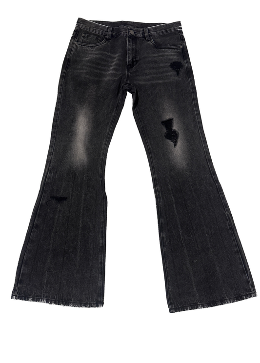 DTD DISTRESSED FLARED DENIM